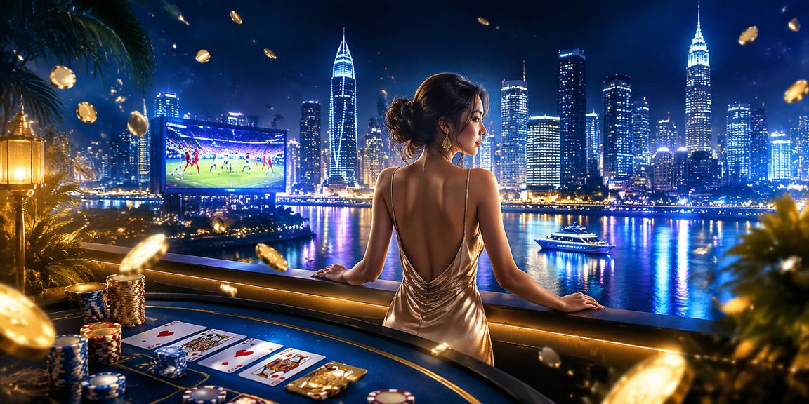 Bàn baccarat neon rực rỡ tại Hồ Chí Minh với người chơi thưởng thức cá cược trực tuyến ban đêm