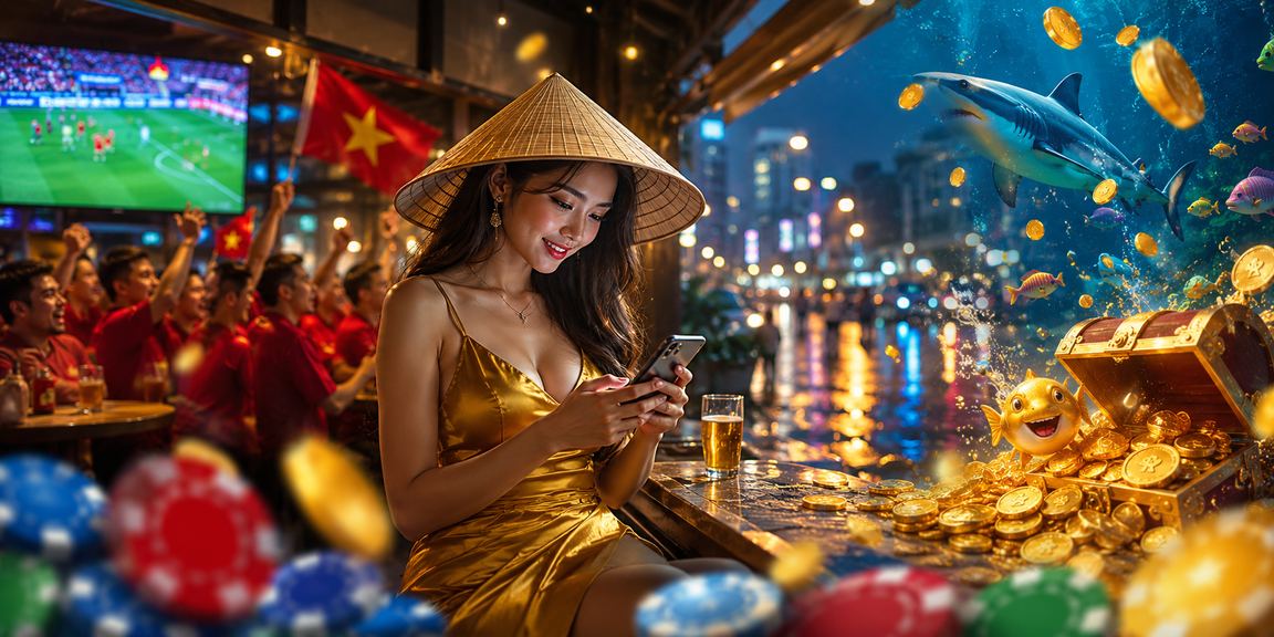 Phụ nữ Việt Nam đội nón lá dùng điện thoại chơi casino trực tuyến tại Hồ Chí Minh